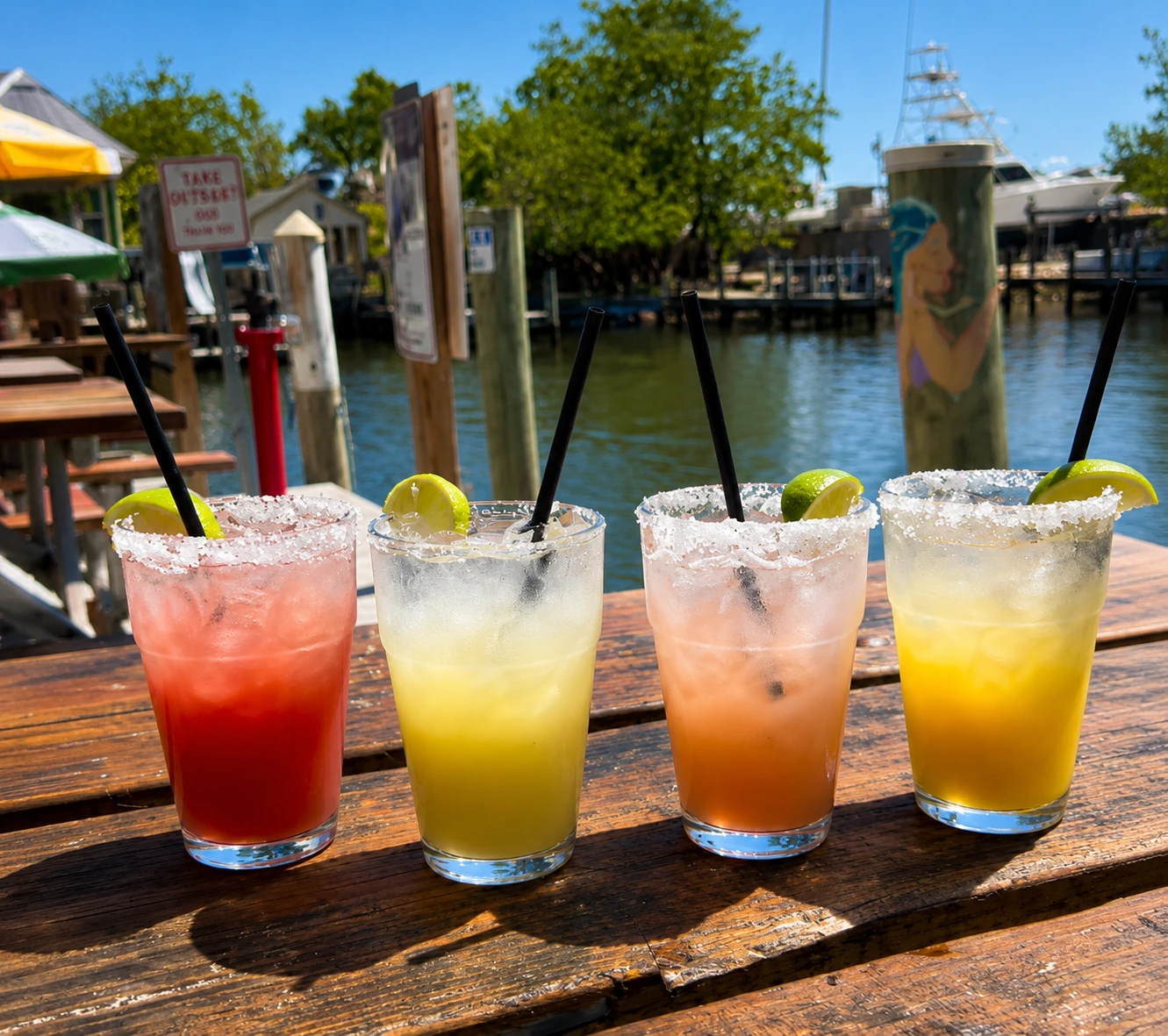 Fresh margaritas at the Celebration Park Naples waterfront bar