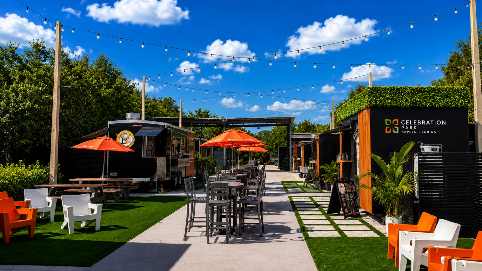 Food trucks and outdoor dining at Celebration Park Naples
